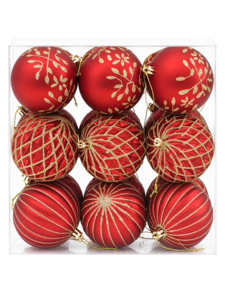 Set di palline di Natale XL 18 pz Rosso e Oro 8 cm Polistirolo