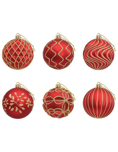 Set di palline di Natale XL 18 pz Rosso e Oro 8 cm Polistirolo