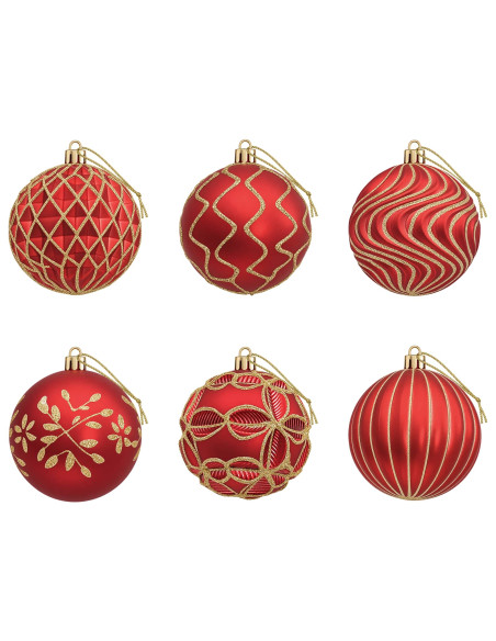 Set di palline di Natale XL 18 pz Rosso e Oro 8 cm Polistirolo