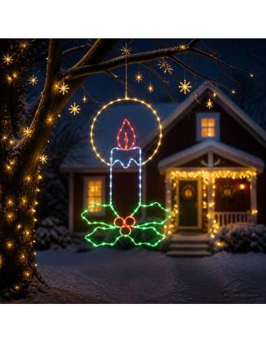 Candela natalizia a tubo luminoso LED con agrifoglio LOVIISA