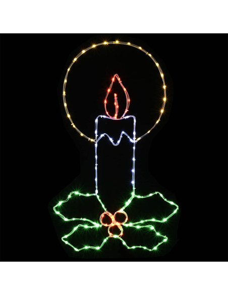 Candela natalizia a tubo luminoso LED con agrifoglio LOVIISA