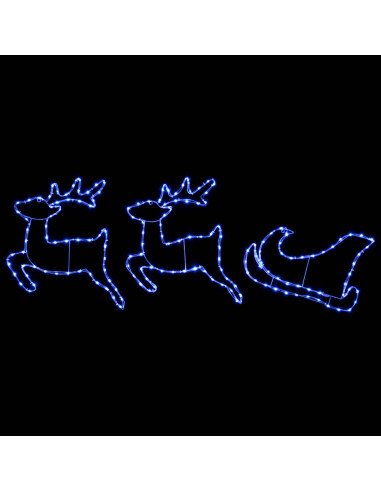 Decorazione natalizia con renna e slitta LOVIISA 180 LED Blu