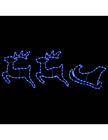 Decorazione natalizia con renna e slitta LOVIISA 180 LED Blu