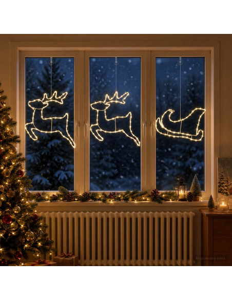 Decorazione natalizia con renna e slitta LOVIISA 180 LED