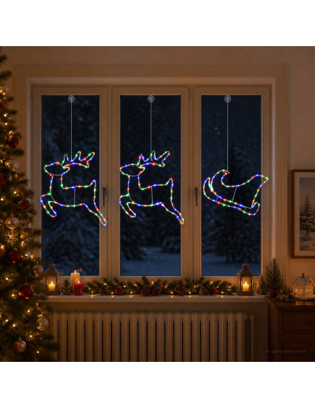 Decorazione natalizia con renna e slitta LOVIISA 180 LED