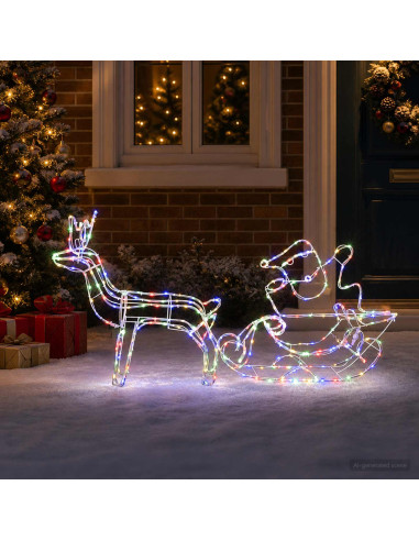Decorazione natalizia con renna e slitta LOVIISA 320 LED