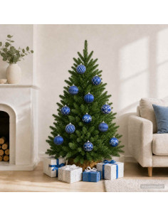 Set di palline di Natale XL 12 pz Blu e Bianco 10 cm