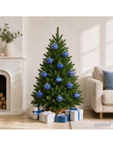 Set di palline di Natale XL 12 pz Blu e Bianco 10 cm