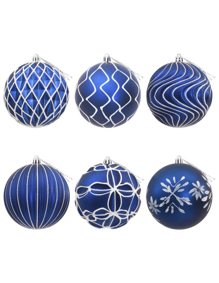 Set di palline di Natale XL 12 pz Blu e Bianco 10 cm
