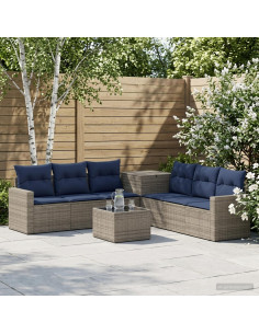 Set di divani 8 pz Grigio e Blu Navy 55 x 55 x 37 cm