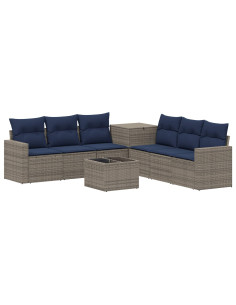 Set di divani 8 pz Grigio e Blu Navy 55 x 55 x 37 cm 2