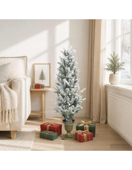 Albero di Natale Mini 120 cm PVC e PE Verde e Bianco
