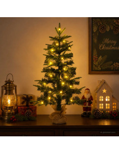 Albero di Natale Mini 45 cm 25 LED Bianco caldo PVC e PE Verde