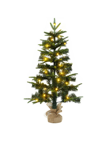 Albero di Natale Mini 45 cm 25 LED Bianco caldo PVC e PE Verde