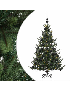 Albero di Natale artificiale con palline 120 cm 150 LED