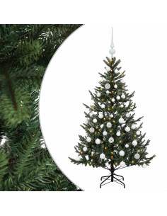 Albero di Natale artificiale con palline 150 cm 150 LED