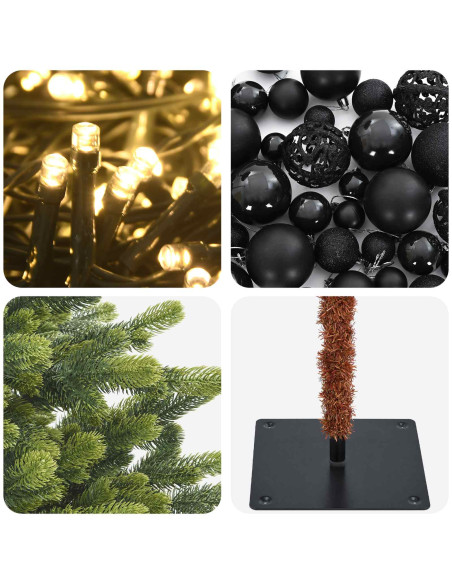 Albero di Natale artificiale con palline 120 cm 150 LED