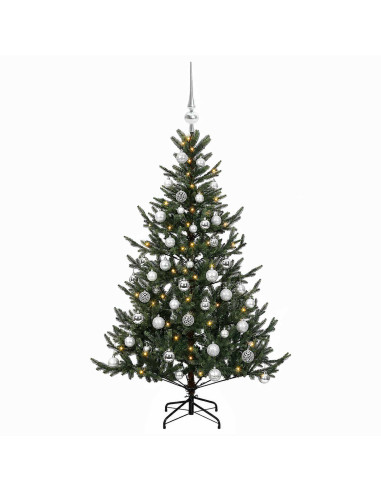 Albero di Natale artificiale con palline 150 cm 150 LED