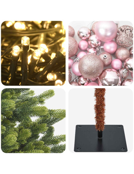 Albero di Natale artificiale con palline 210 cm 300 LED
