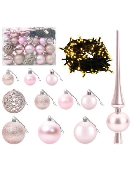 Albero di Natale artificiale con palline 150 cm 150 LED