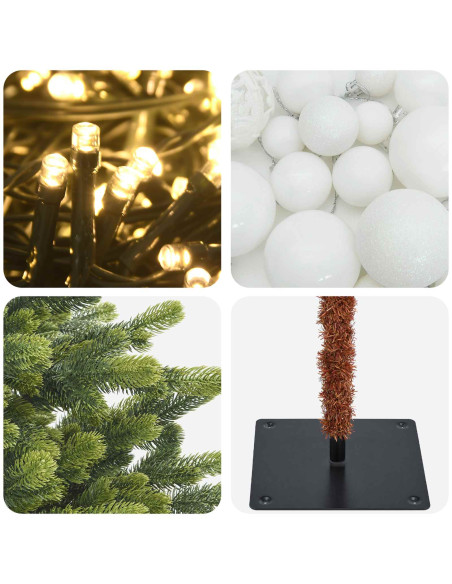Albero di Natale artificiale con palline 120 cm 150 LED