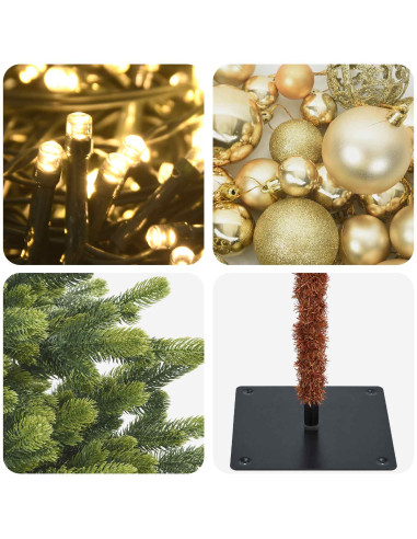 Albero di Natale artificiale con palline 120 cm 150 LED