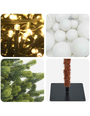 Albero di Natale artificiale con palline 150 cm 150 LED