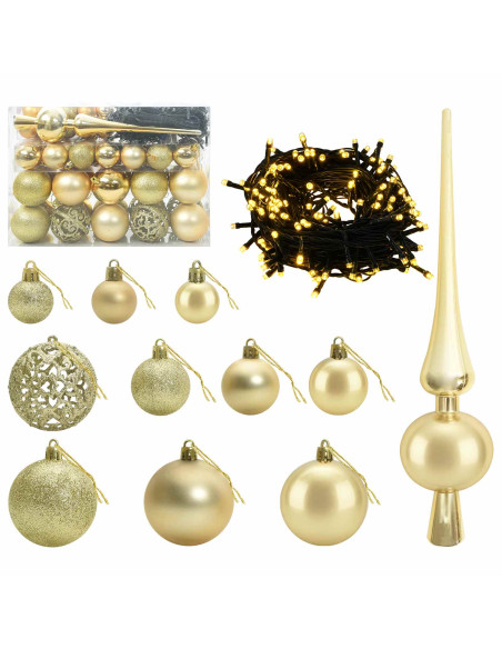 Albero di Natale artificiale con palline 150 cm 150 LED