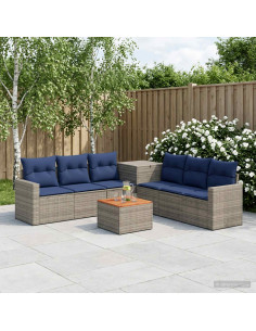Set di divani 8 pz Grigio e Blu Navy 55 x 55 x 37 cm