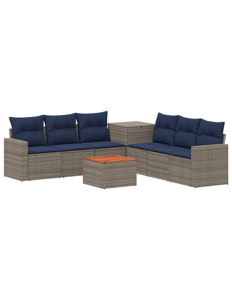 Set di divani 8 pz Grigio e Blu Navy 55 x 55 x 37 cm