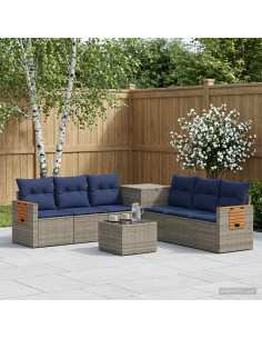 Set di divani 8 pz Grigio e Blu Navy 55 x 55 x 37 cm