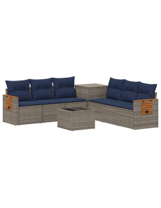 Set di divani 8 pz Grigio e Blu Navy 55 x 55 x 37 cm 2