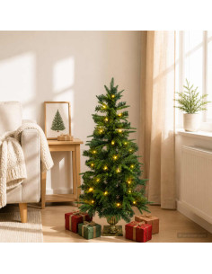 Albero di Natale Mini 120 cm 100 LED Bianco caldo PVC e PE