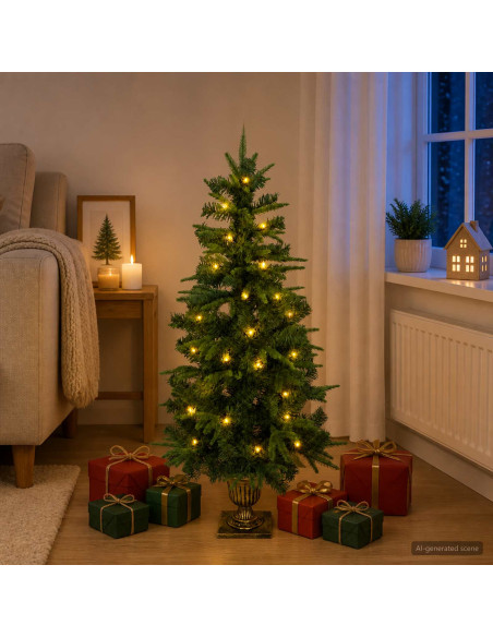 Albero di Natale Mini 120 cm 100 LED Bianco caldo PVC e PE