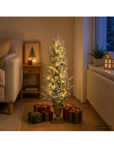 Albero di Natale Mini 120 cm 100 LED Bianco caldo PVC e PE