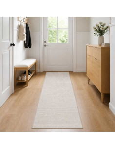 Tappeto Crema 50 x 100 cm 100% Poliestere 3 mm Lavabile