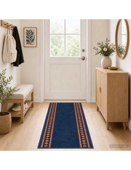Tappeto Runner FLORNES Tessuto Blu Diamanti 67 x 250 cm PP 7 mm