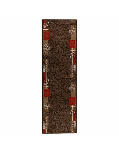 Tappeto Runner FLORNES Tessuto Marrone Foglie 80 x 450 cm PP