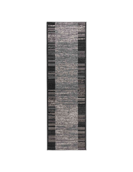 Tappeto Runner FLORNES Tessuto Grigio Righe 67 x 250 cm PP 7 mm