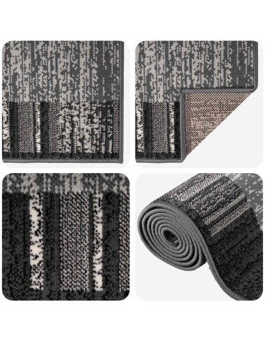 Tappeto Runner FLORNES Tessuto Grigio Righe 67 x 250 cm PP 7 mm
