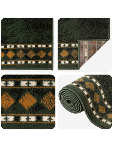 Tappeto Runner FLORNES Tessuto Verde Diamanti 80 x 300 cm PP