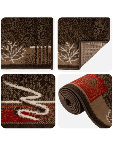 Tappeto Runner FLORNES Tessuto Marrone Foglie 67 x 250 cm PP