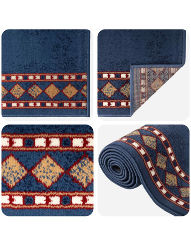 Tappeto Runner FLORNES Tessuto Blu Diamanti 80 x 250 cm PP 7 mm