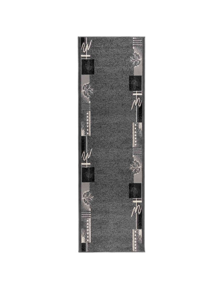 Tappeto Runner FLORNES Tessuto Grigio Foglie 67 x 450 cm PP