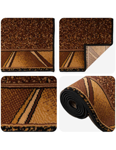 Tappeto Runner FLORNES Tessuto Marrone Zigzag 67 x 450 cm PP