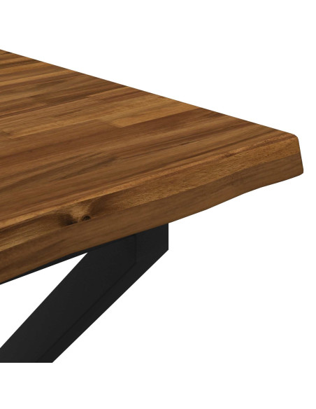 80 x 80 x 75 cm Legno di Acacia Massello Naturale e Nero