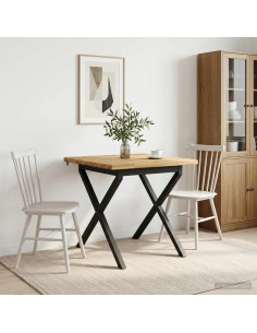 70 x 70 x 75 cm Legno di Acacia Massello Bianco e Nero Quadrato
