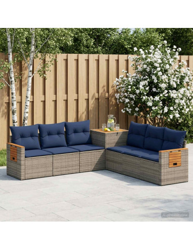 Set di divani 7 pz Grigio e Blu Navy 123 x 62 x 69 cm