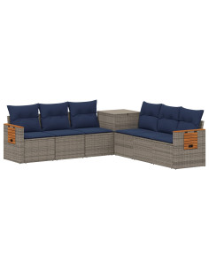 Set di divani 7 pz Grigio e Blu Navy 123 x 62 x 69 cm 2