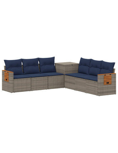 Set di divani 7 pz Grigio e Blu Navy 123 x 62 x 69 cm